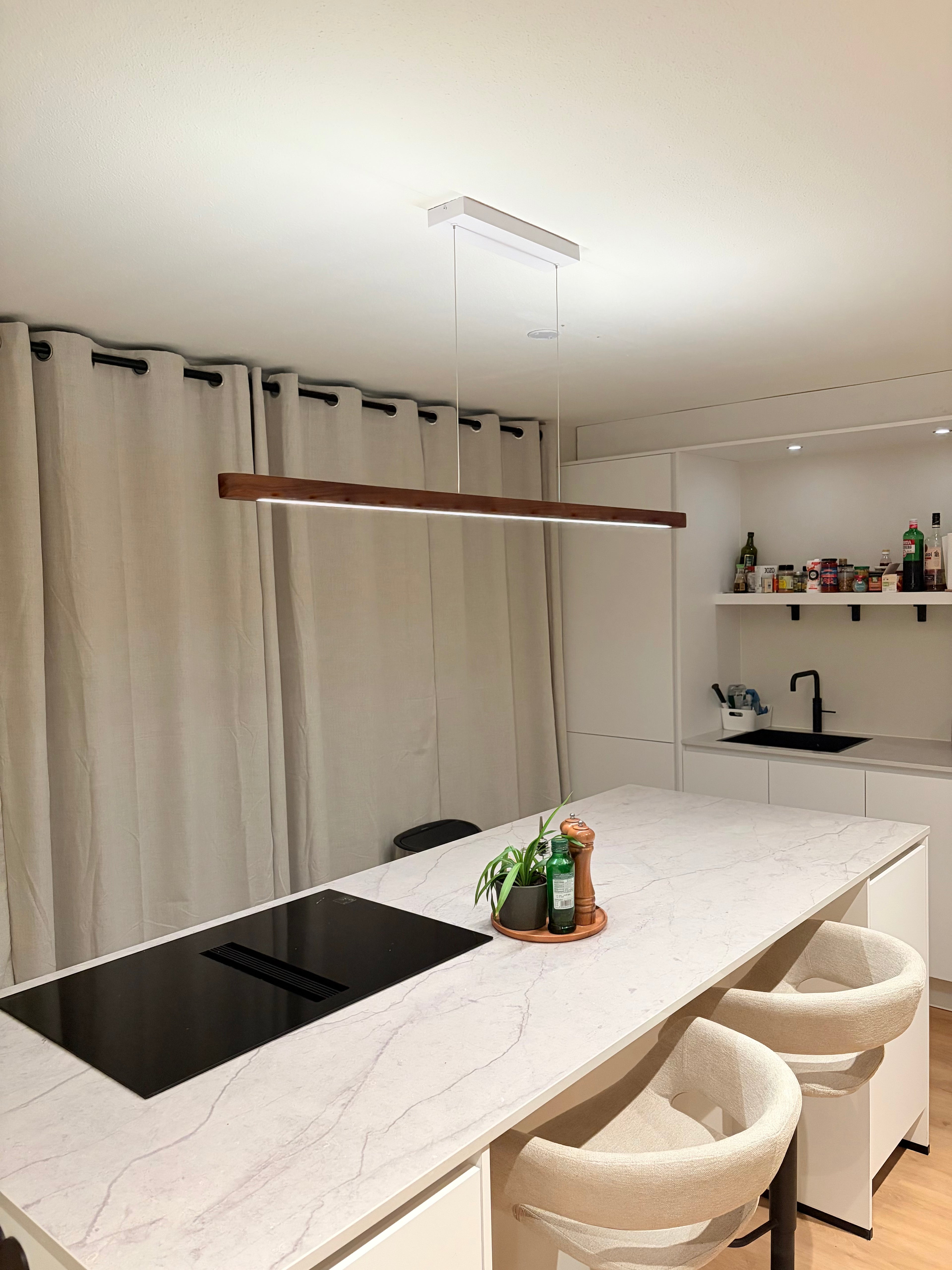 Hanglamp Hout - Massief Walnoot - 120 cm - Ovaal