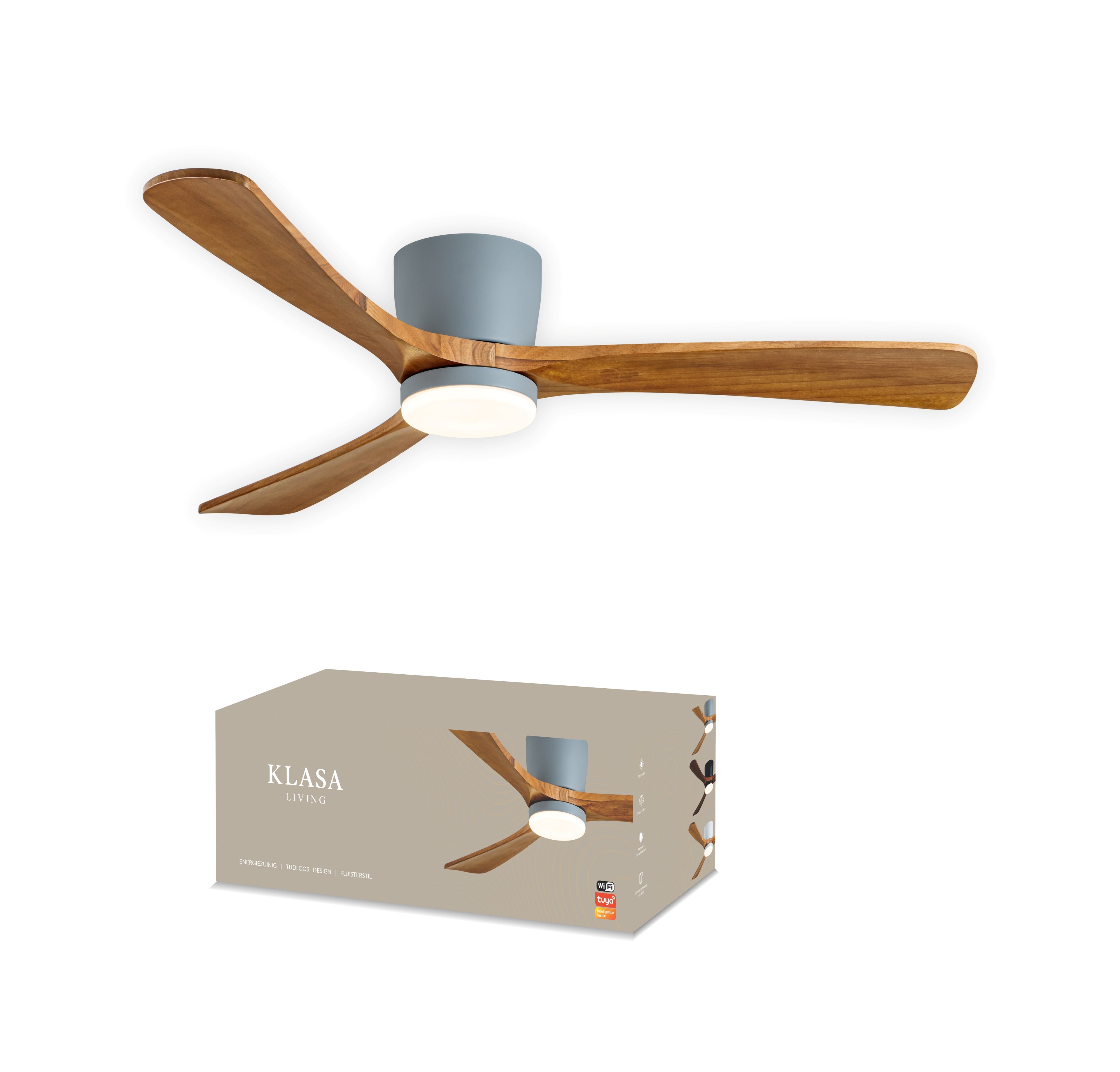 Plafondventilator met Verlichting | ø 132 cm | Grijs + Hout