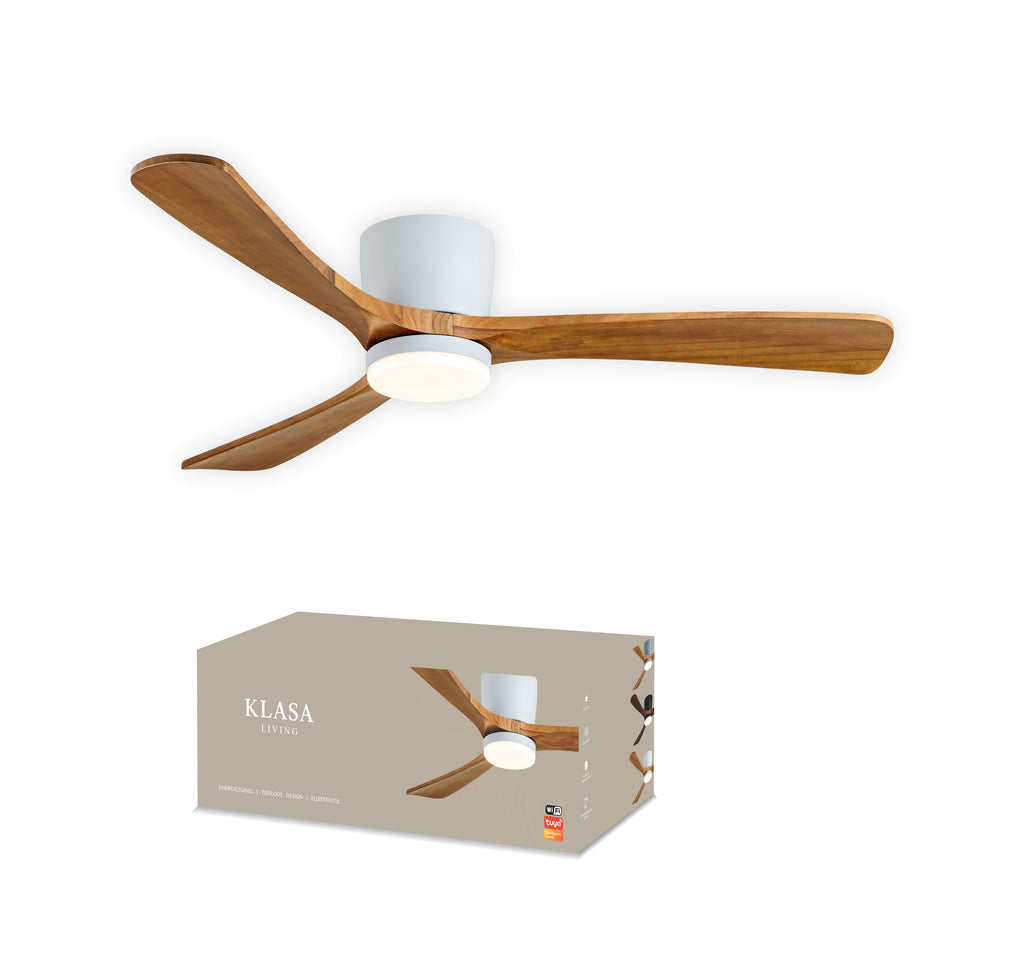 Plafondventilator met Verlichting | ø 132 cm | Wit + Hout