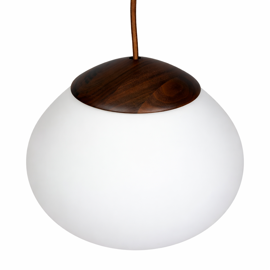 Hanglamp Glas - Ø32 cm - Walnoot Hout