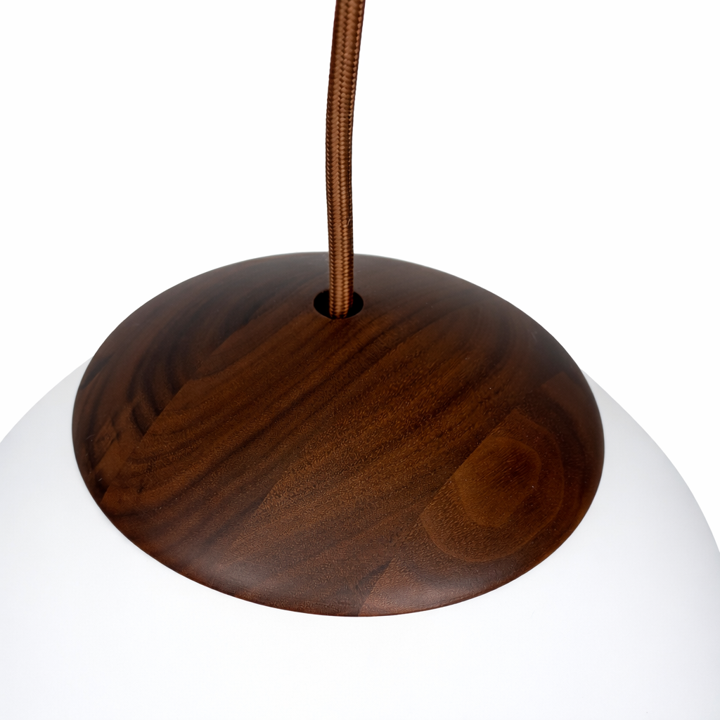 Hanglamp Glas - Ø32 cm - Walnoot Hout
