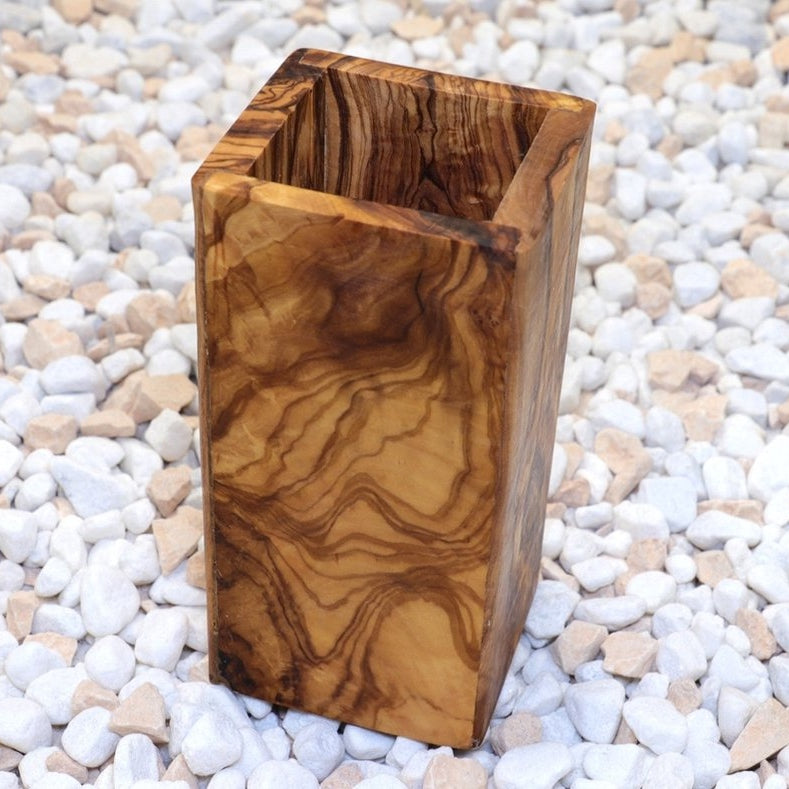 Keukengerei Houder - Spatelpot - Olijfhout - 8x8 cm