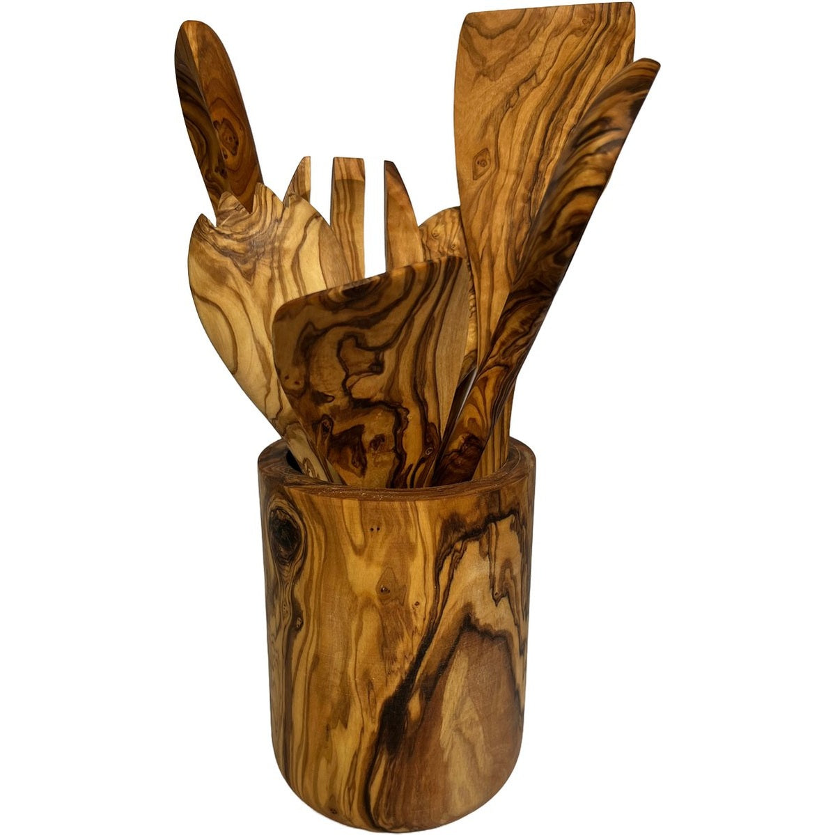 Keukengerei Houder | Olijfhout | Rond Robuust | Ø 11 cm