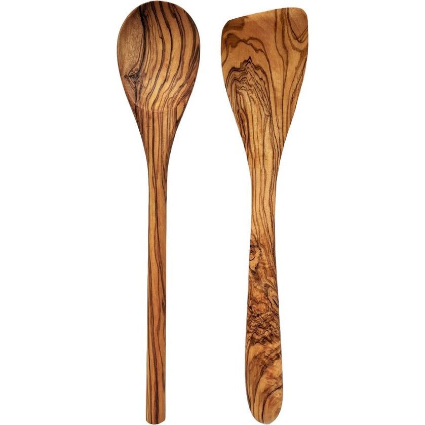 Keukengerei Set | Pollepel (1x) | Spatel (1x) | Olijfhout | 30 cm